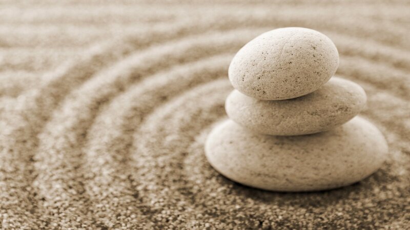 Stacked Stones in Sand — Beige, Serene