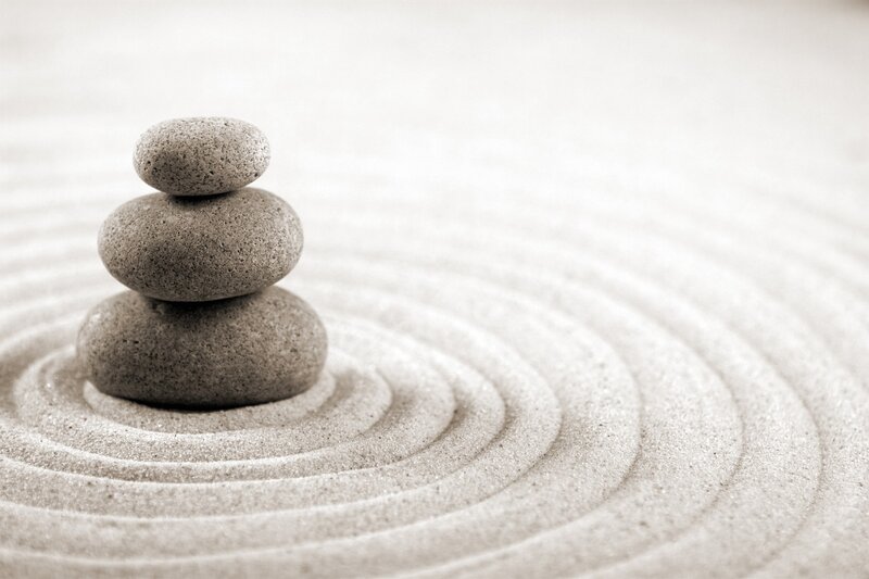 Stacked Stones in Sand — Gray, Serene, Photograph