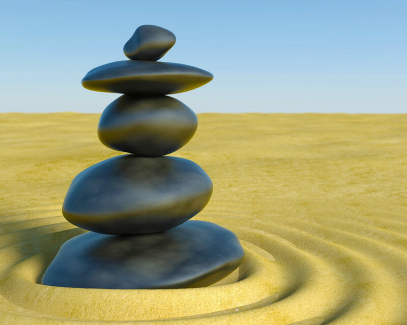 Stacked Stones in Sand — Yellow