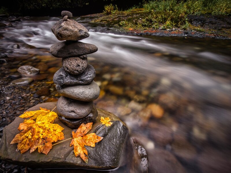 Stacked Stones in Stream