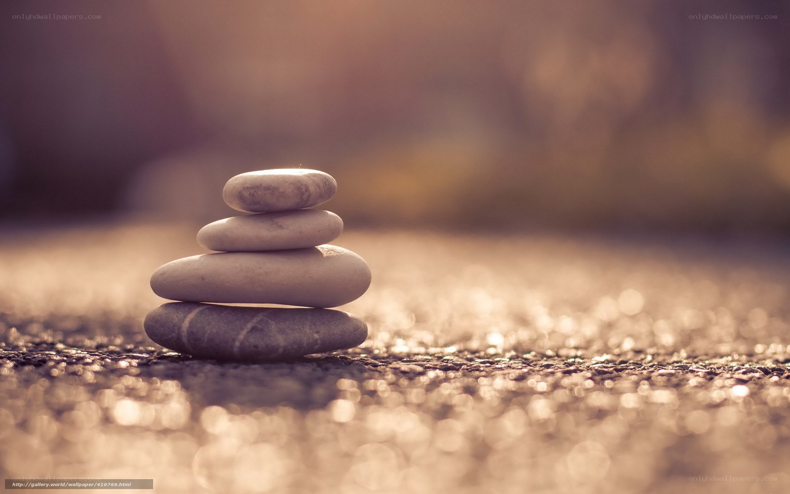 Stacked stones in warm light