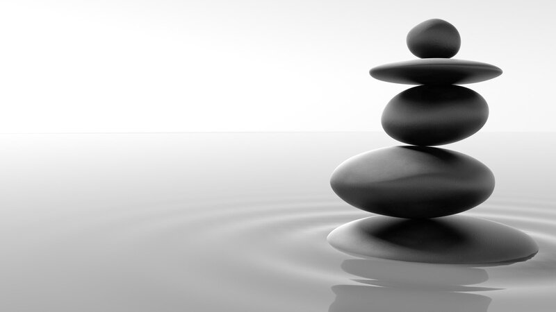 Stacked stones in water