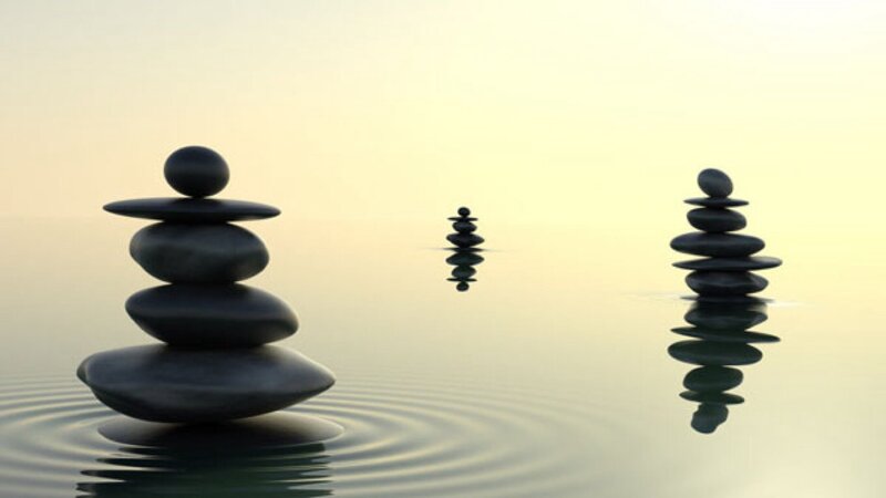 Stacked Stones in Water — Gray