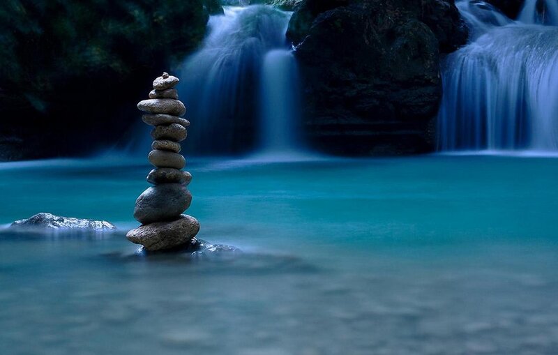 Stacked Stones in Waterfall