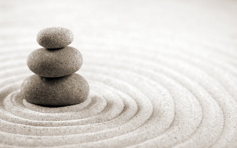 Stacked stones in zen garden
