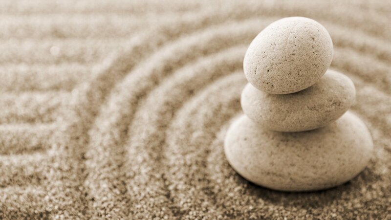 stacked stones in zen garden