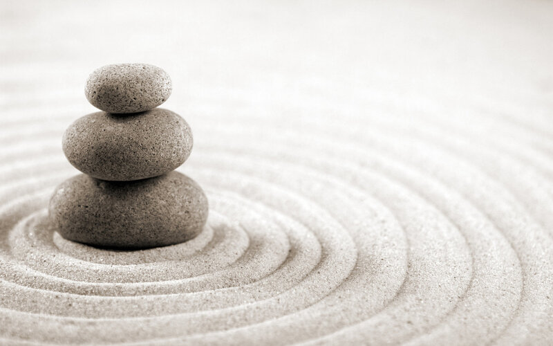 Stacked stones in zen garden
