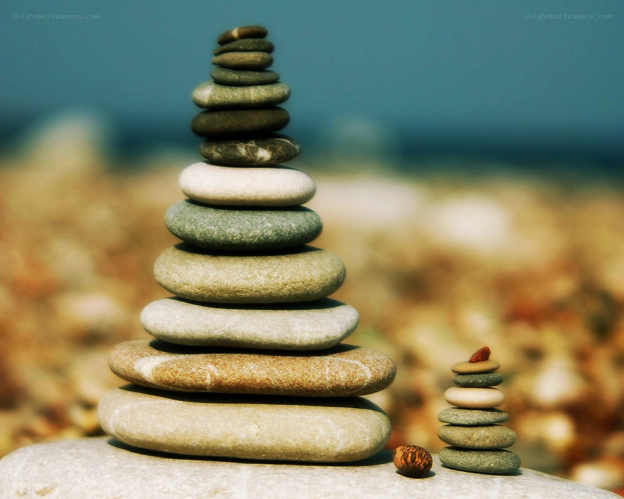Stacked stones on a beach