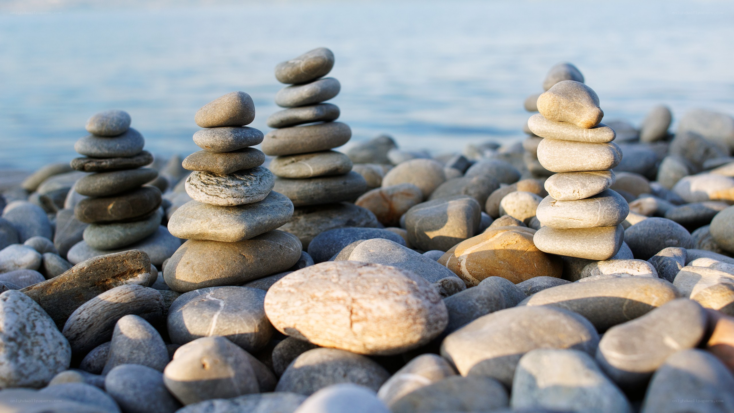 Stacked stones on a beach