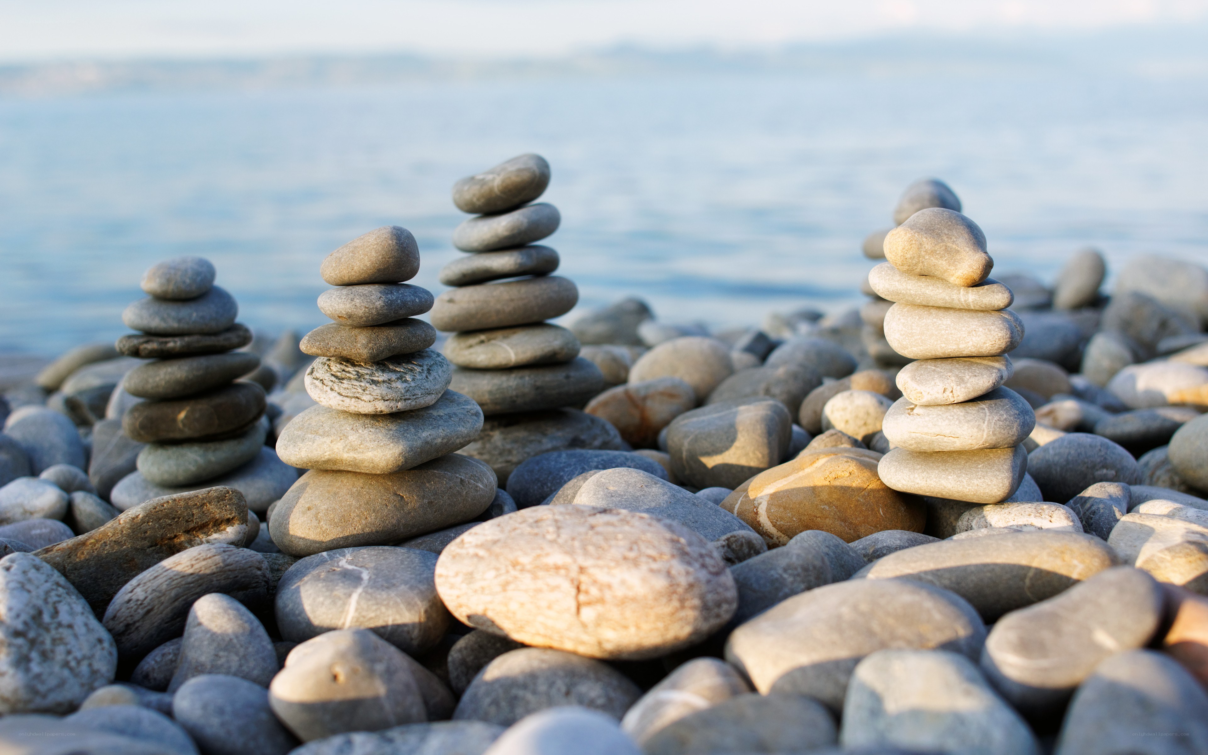 Stacked stones on a beach