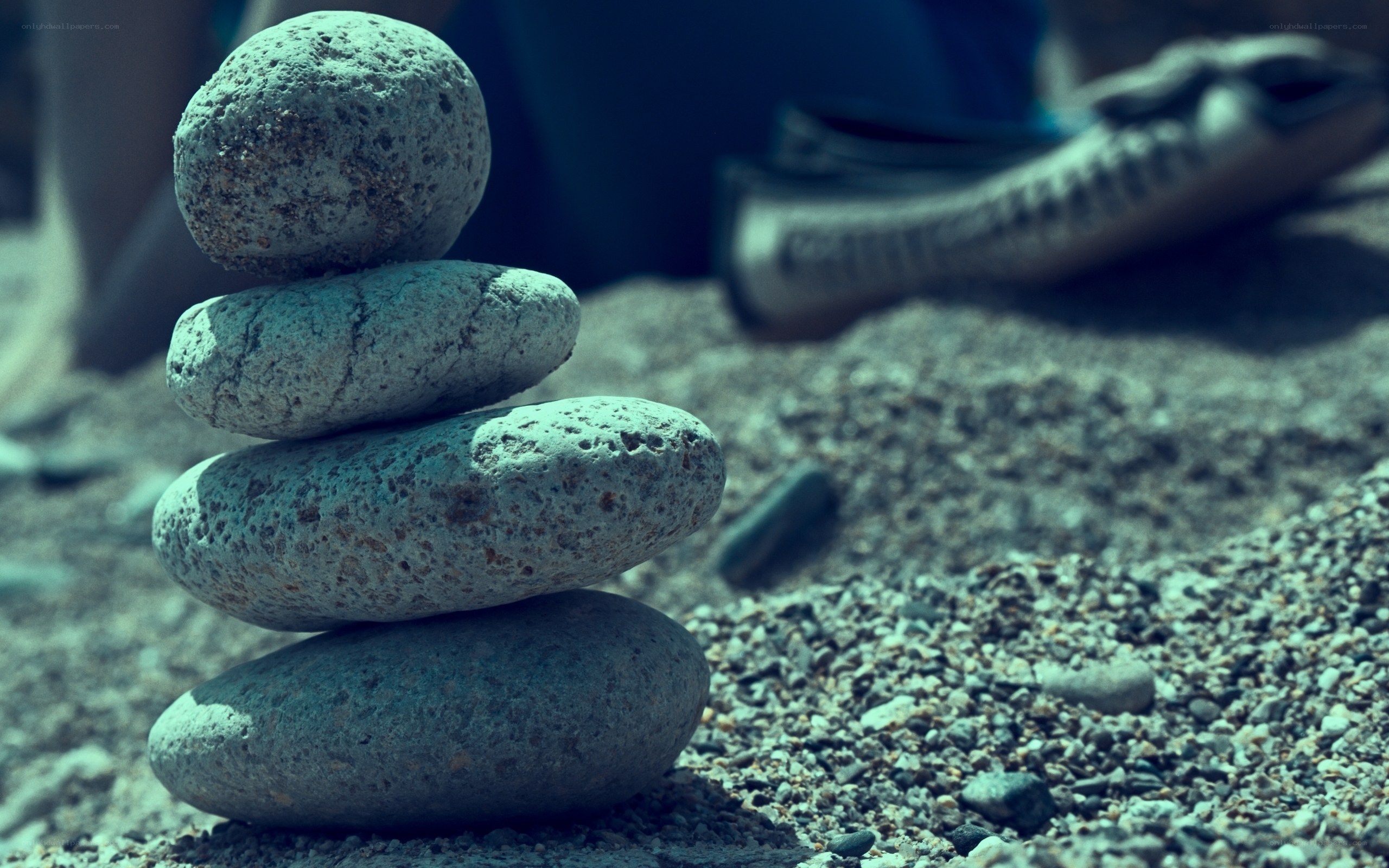 Stacked stones on a beach