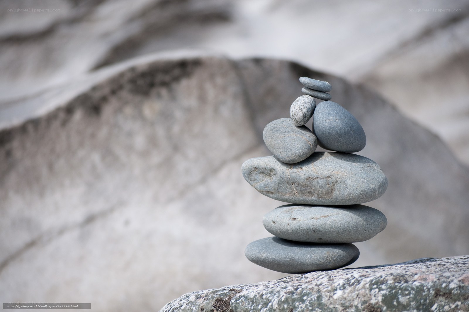 Stacked stones on a rock