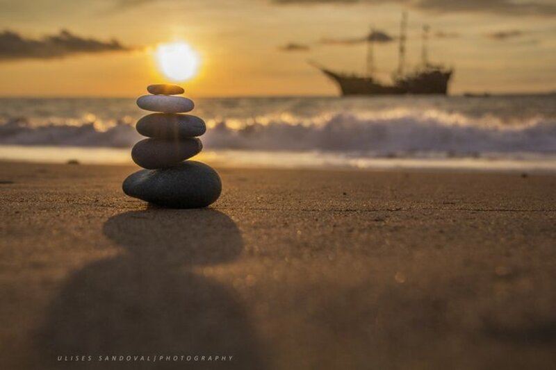 Stacked Stones on Beach — Brown