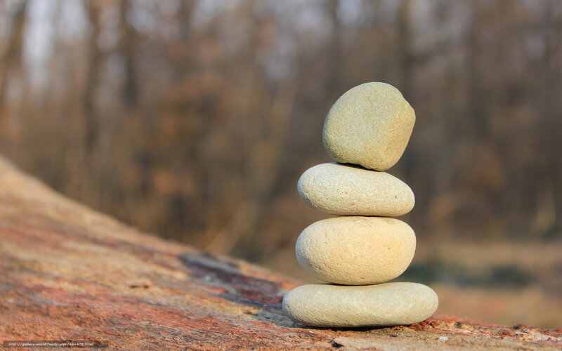Stacked Stones on Log