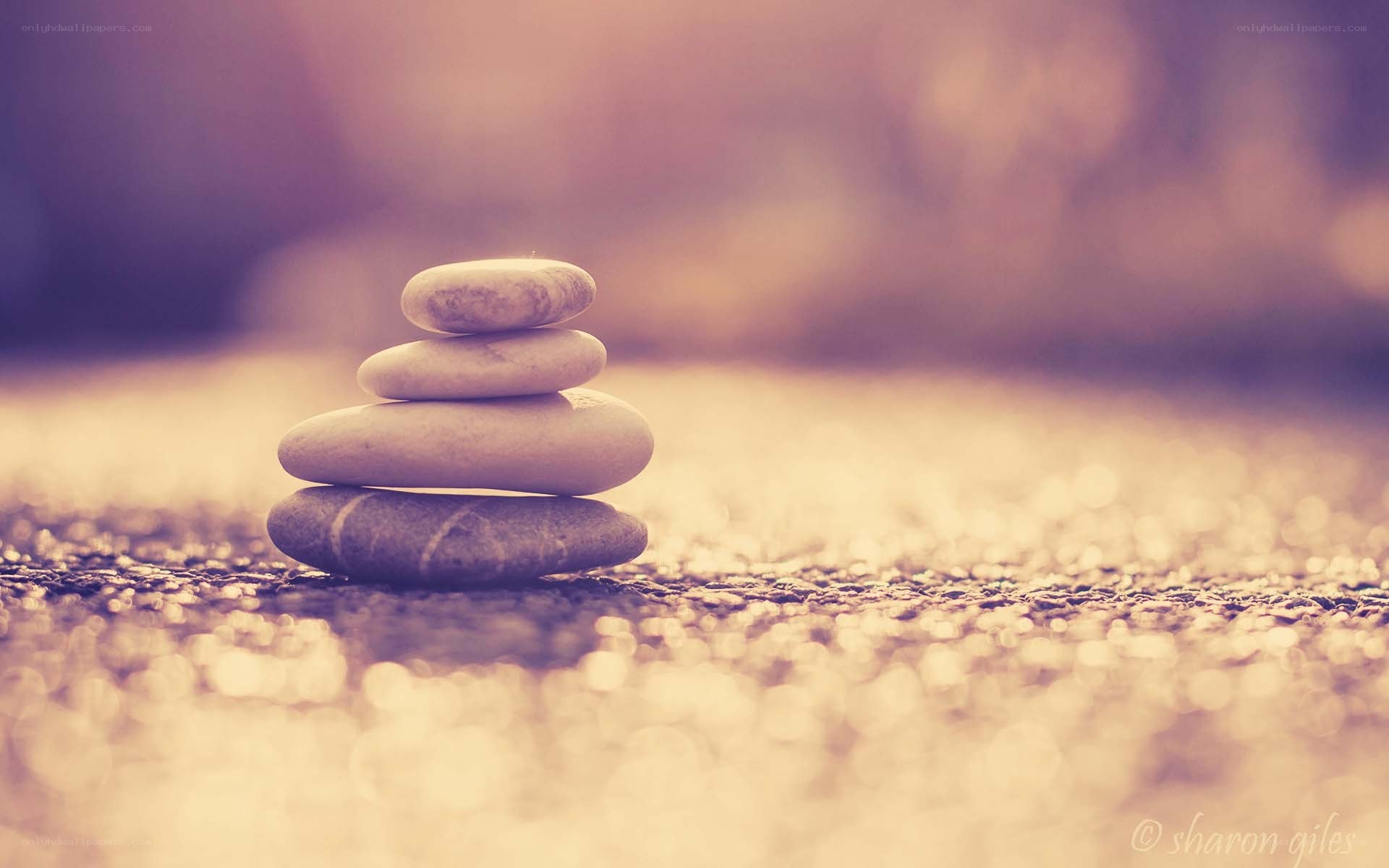 Stacked stones on pebbles