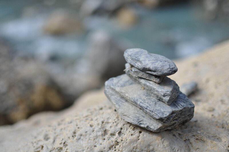 Stacked Stones on Rock — Gray, Serene