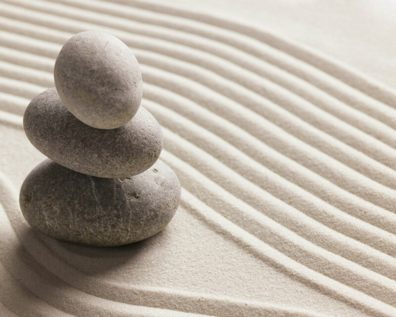 Stacked Stones on Sand — Beige