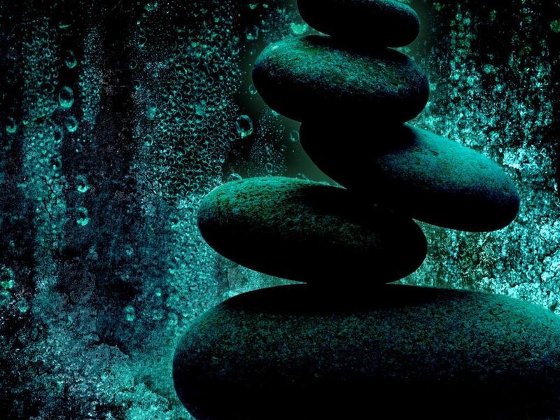 Stacked Stones Underwater — Teal