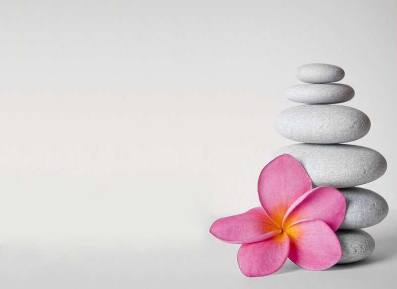 Stacked Stones with Flower — Gray