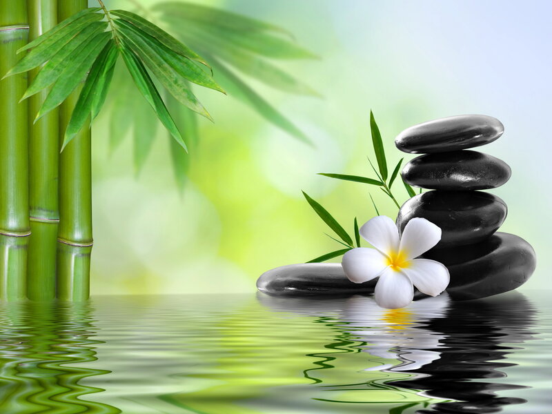 Stacked Stones with Flower — Green