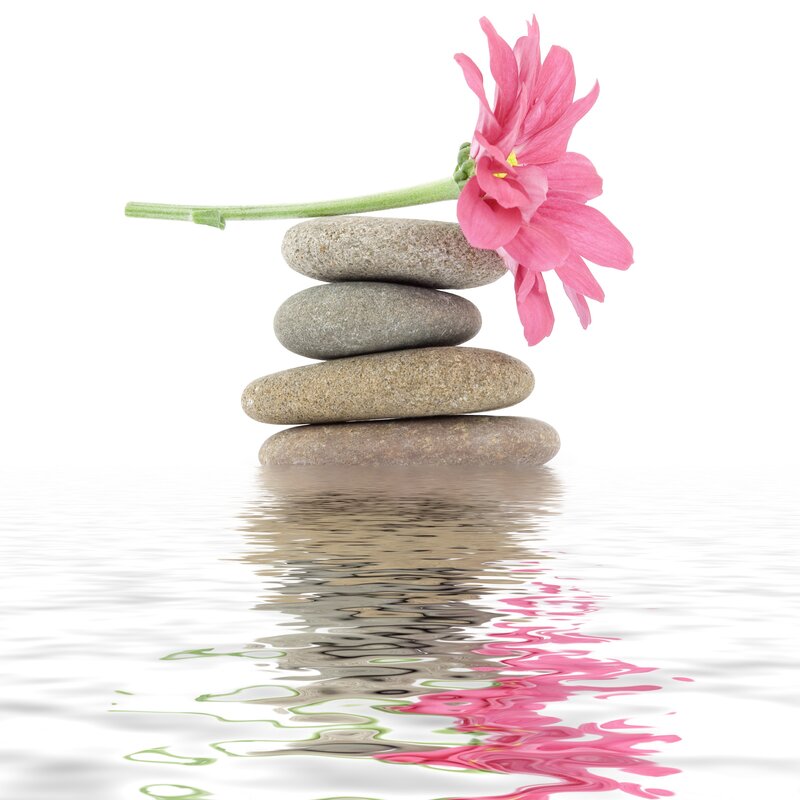 Stacked Stones with Flower — Pink, Serene