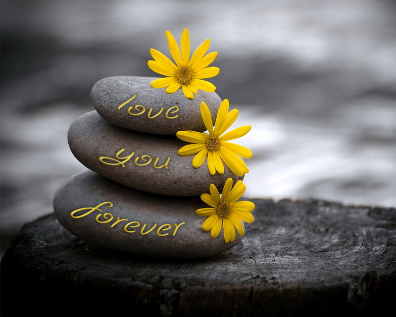 Stacked Stones with Flowers — Gray