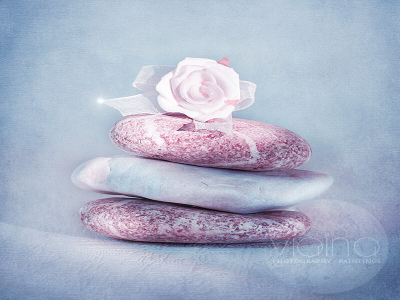 Stacked Stones with Rose
