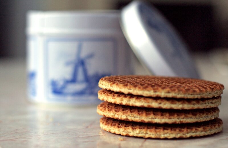 stacked stroopwafels with tin