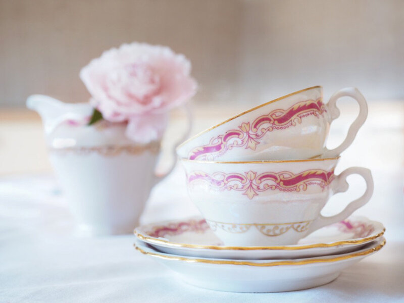 Stacked Teacups and Saucers