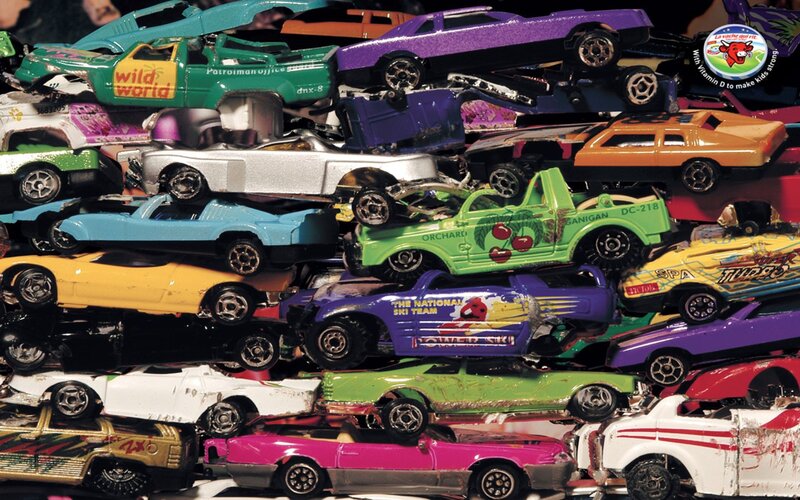 stacked toy cars