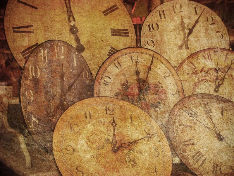 Stacked Vintage Clocks — Brown