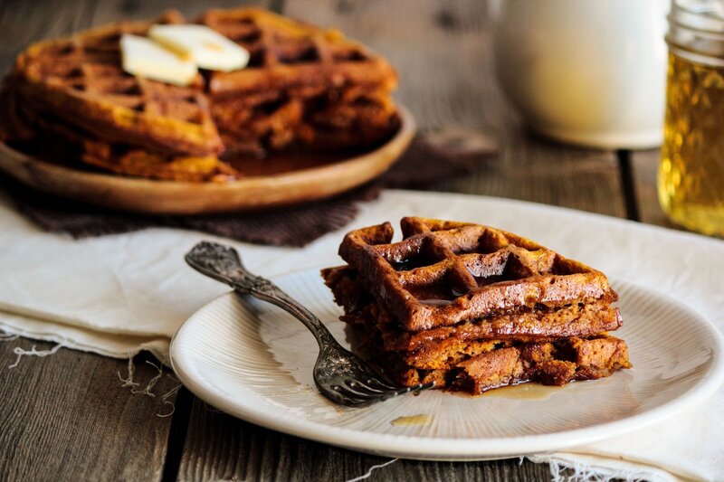 Stacked Waffles on Plate
