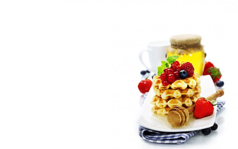 Stacked Waffles with Berries — White