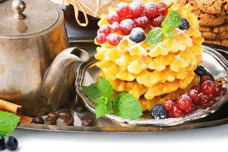 Stacked Waffles with Berries — Yellow