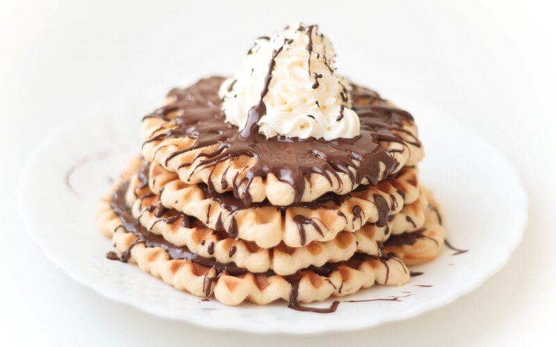 Stacked Waffles with Whipped Cream