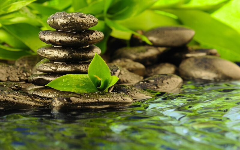 Stacked Wet Stones — Green, Serene