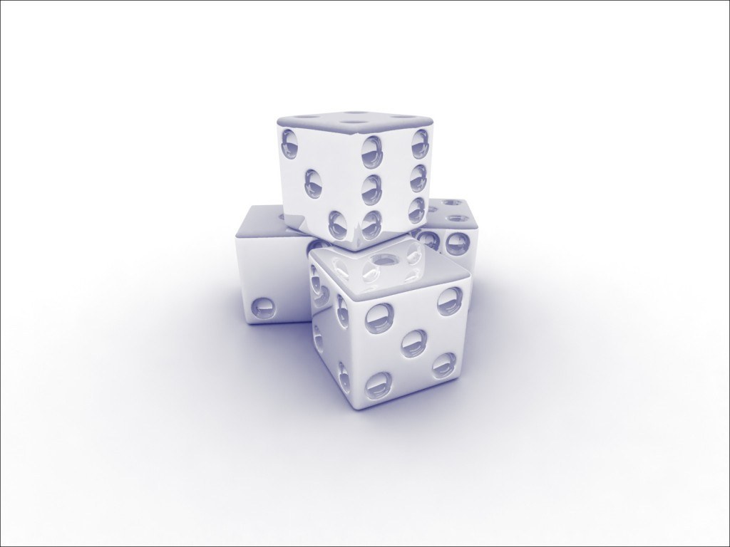 stacked white dice on white background