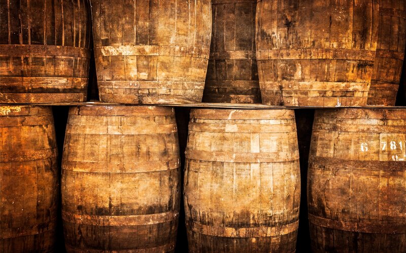 Stacked Wooden Barrels — Brown, Dramatic