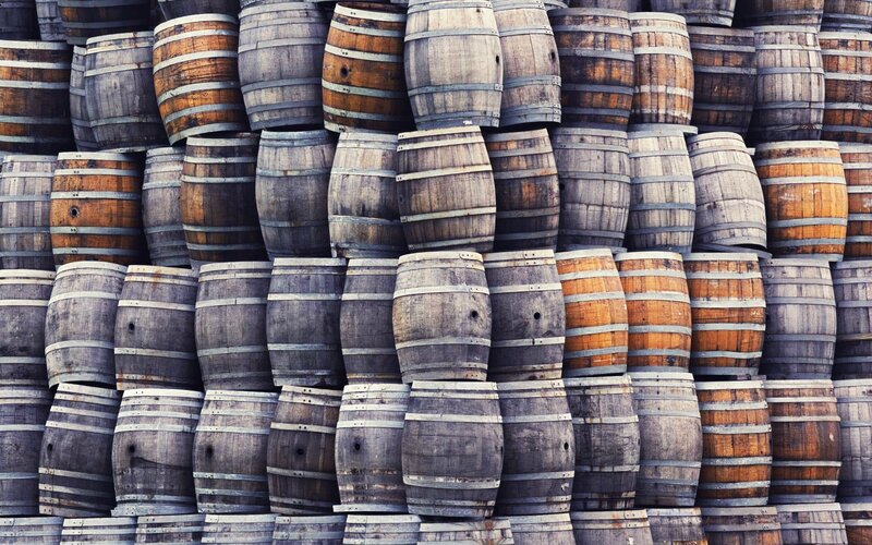 Stacked Wooden Barrels — Brown