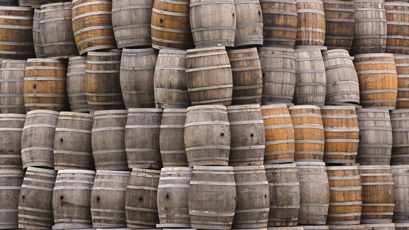Stacked Wooden Barrels — Photograph