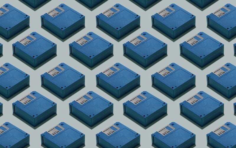 Stacks of Blue Floppy Disks