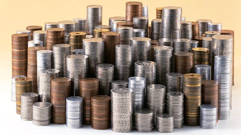 Stacks of Coins — Silver, Neutral