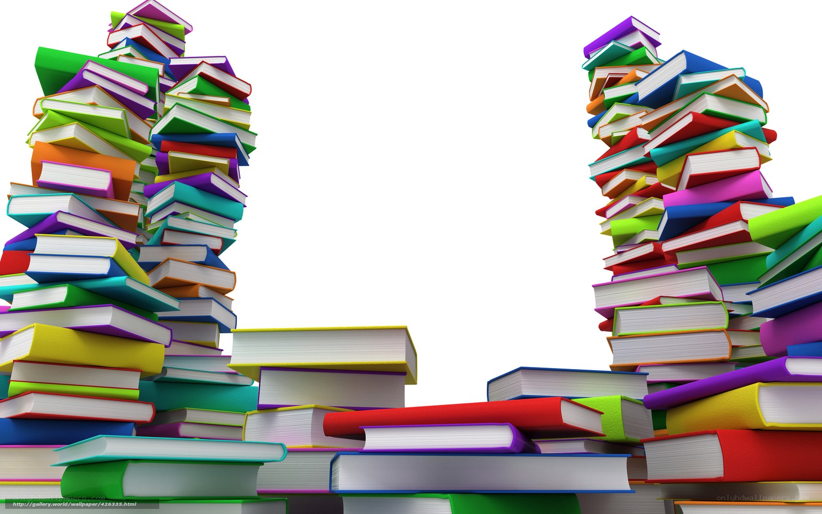 stacks of colorful books