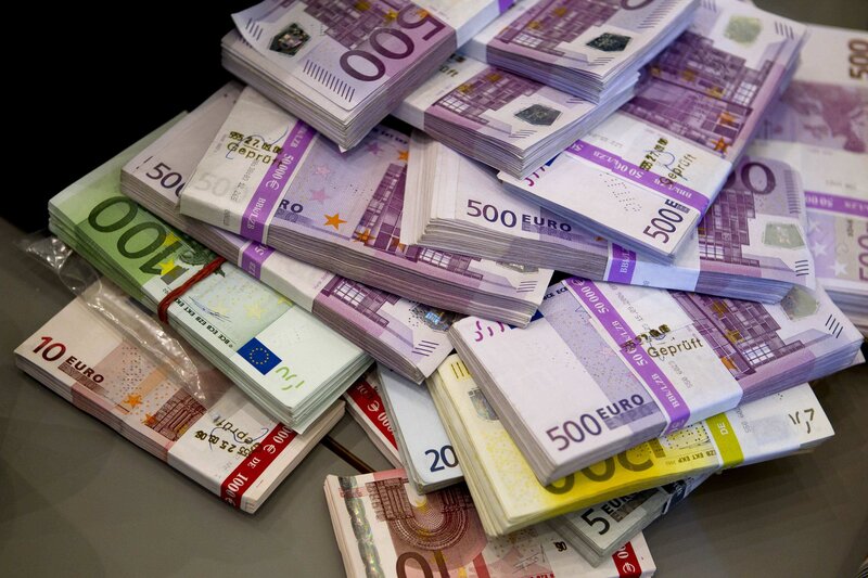 Stacks of Euro Banknotes — Purple
