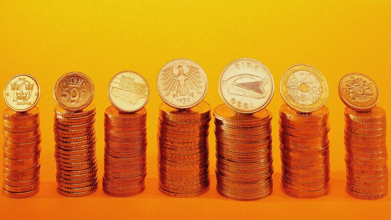 stacks of european coins