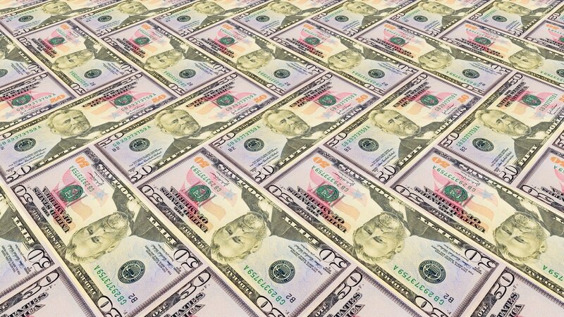 stacks of fifty dollar bills