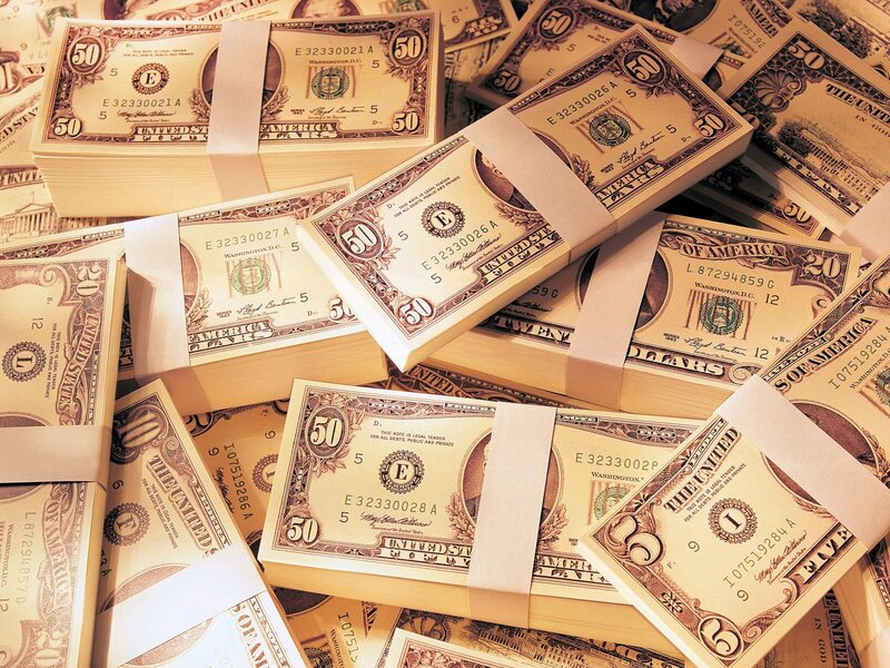 Stacks of Fifty-dollar Bills — Brown