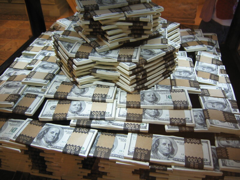 stacks of hundred-dollar bills