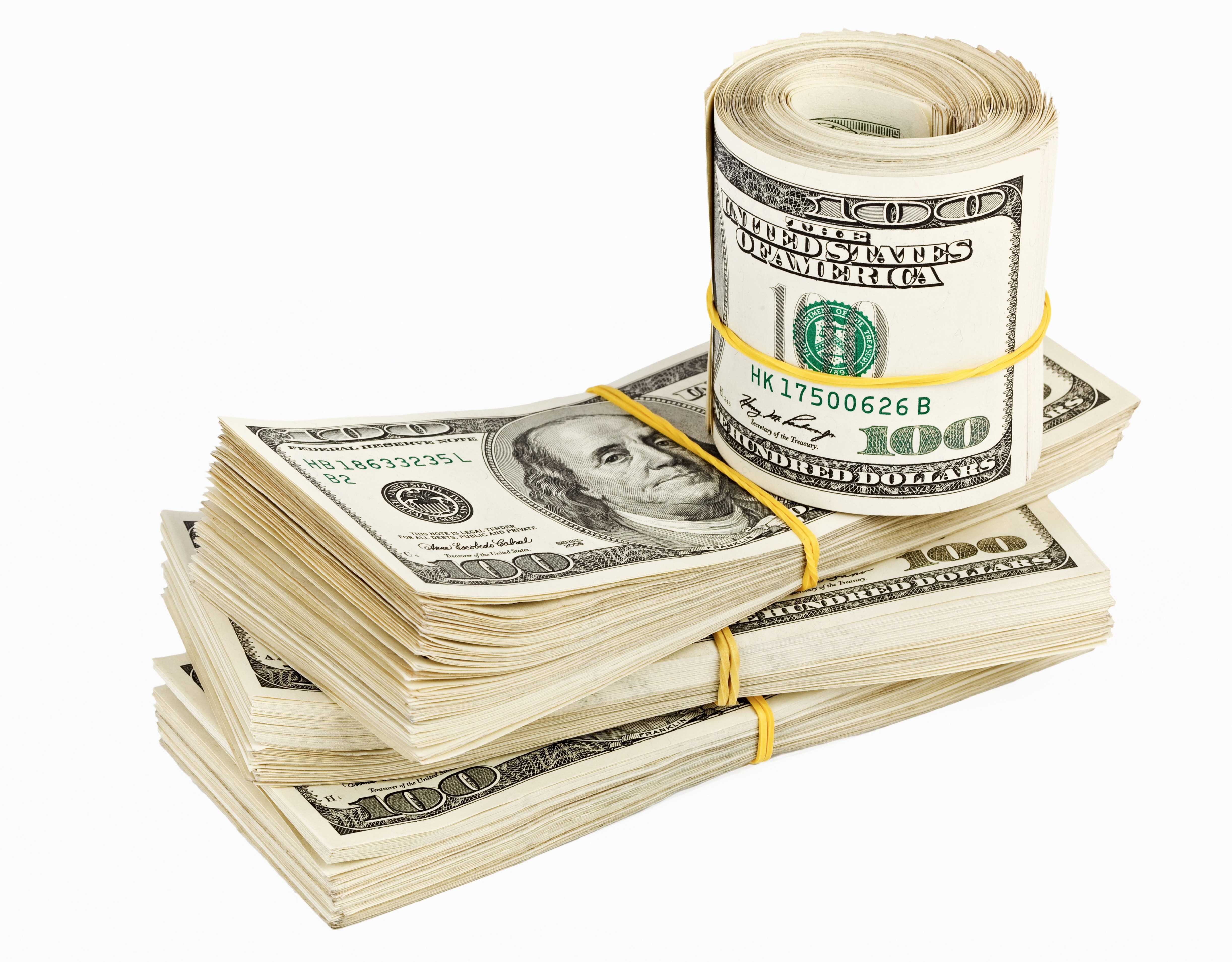 stacks of hundred-dollar bills