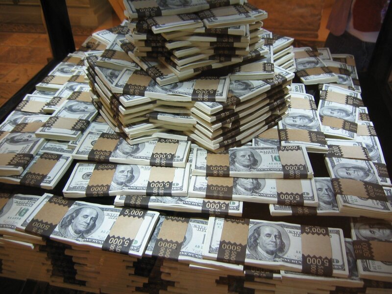 stacks of hundred-dollar bills